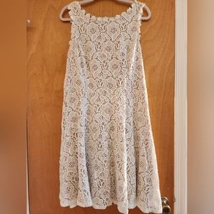 Cream eyelet sleeveless midi dress